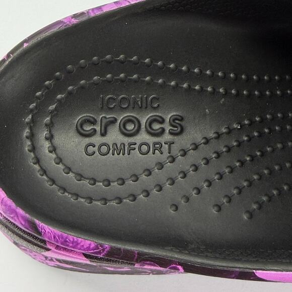 Crocs Siren Hyper Floral Clog Purple Black Women Size 9 High Heel 4" Mules Retro - Picture 10 of 13